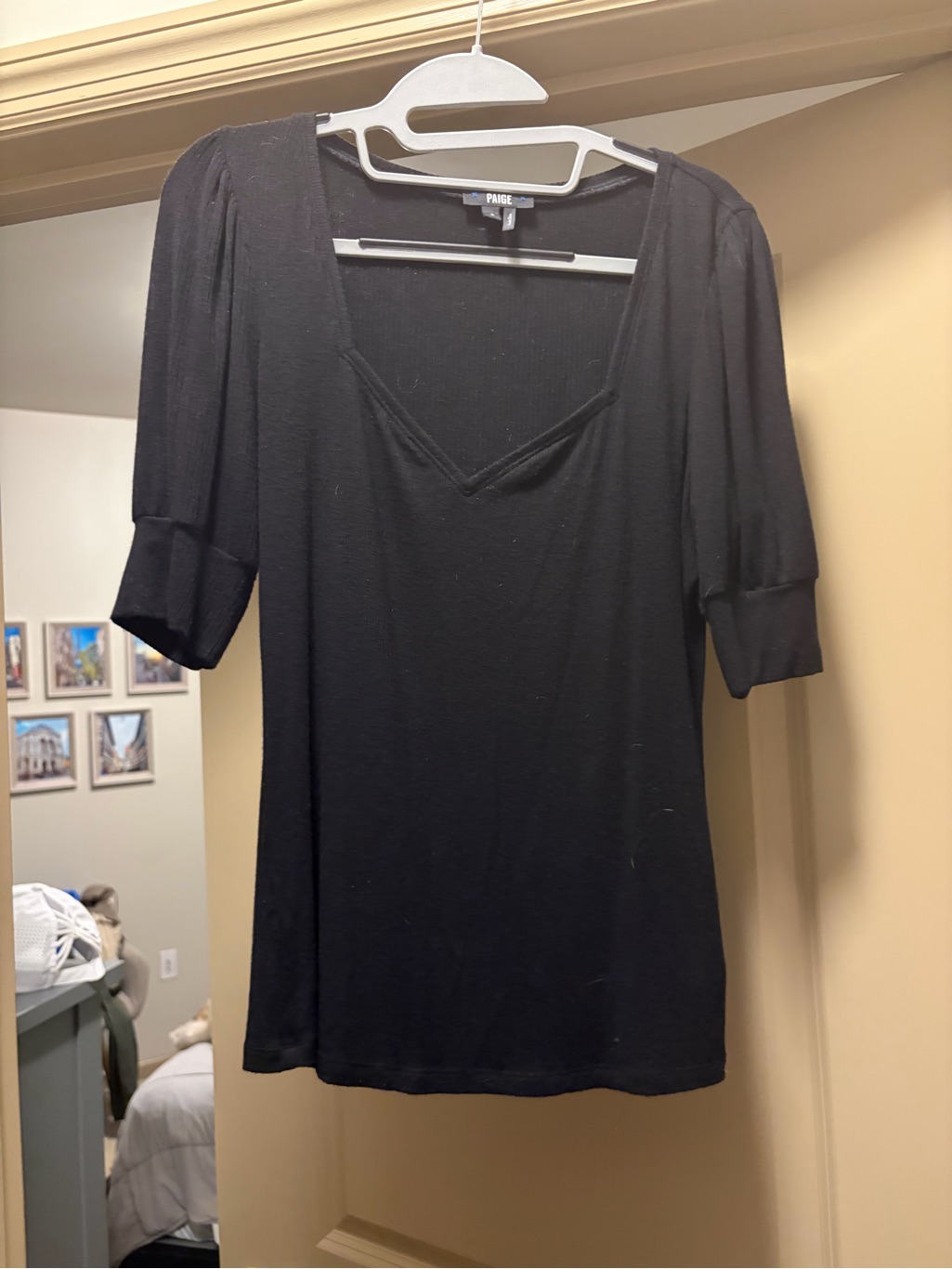 Paige Black V-Neck Puff Sleeve